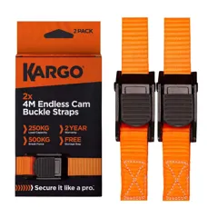 Kargo Endless Cam Buckle Straps, 4m x 25mm / 500kg 2pk