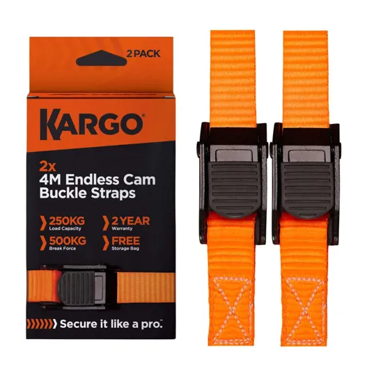 Endless Cam Buckle Strap 4m x 25mm 500kg break strain 2pk