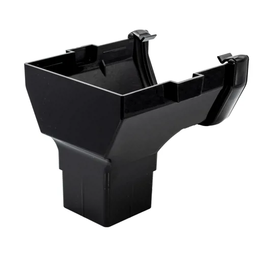 Floplast ROS2B 114mm Black Square Stop End Gutter Outlet