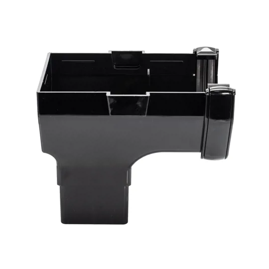 Floplast ROS2B 114mm Black Square Stop End Gutter Outlet