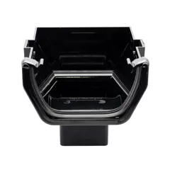 FloPlast ROS2B 114mm Black Square Stop End Gutter Outlet