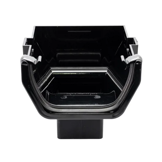 Floplast ROS2B 114mm Black Square Stop End Gutter Outlet