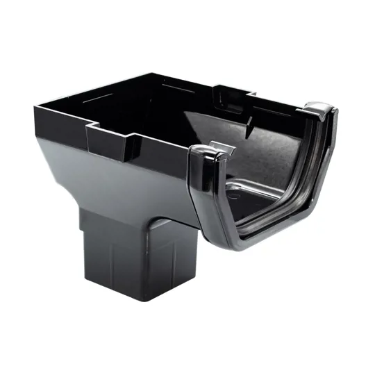 Floplast ROS2B 114mm Black Square Stop End Gutter Outlet