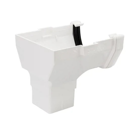 Floplast ROS2W 114mm White Square Stop End Gutter Outlet