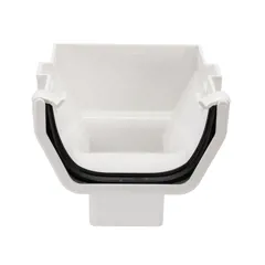 FloPlast ROS2W 114mm White Square Stop End Gutter Outlet
