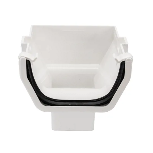 Floplast ROS2W 114mm White Square Stop End Gutter Outlet