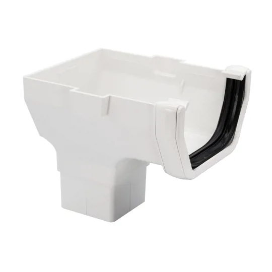 Floplast ROS2W 114mm White Square Stop End Gutter Outlet