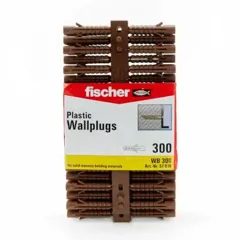 Fischer WB300 Brown Plastic Wallplugs, 8 x 40mm, Pack of 300