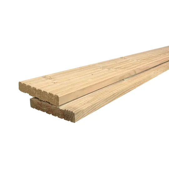 32 x 150: (Fin27x144) Softwood Treated Decking Grooved & Reeded (Winchester Profile)-4.8