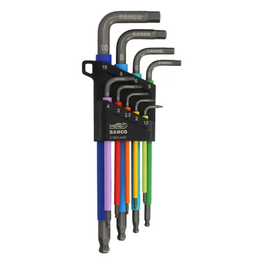 Bahco C1997LM/9P Colour Coded Long Handled Allen Key Set 9 Piece