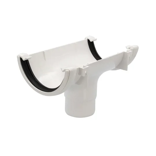 Floplast RO1W 112mm White Half Round Running Outlet