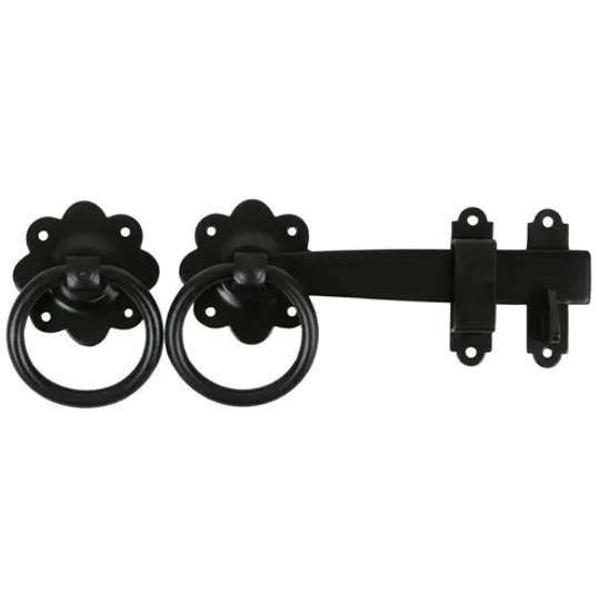 John George H5D1136B600 1136 Ring Gate Latch Black Plain 150mm