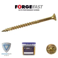 ForgeFast FFP560YT Pozi Zinc Comp Elite Woodscrews, 5mm x 60mm, Tub of 500