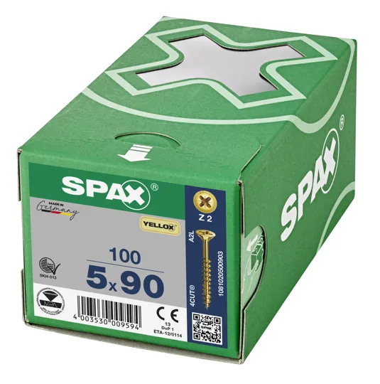 Spax Yellox Screw Partial Thread 5.0 x 90mm Box of 100