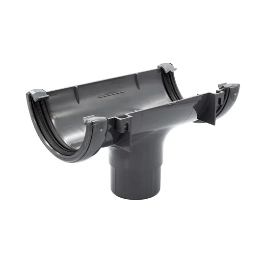 Floplast RO1AG 112mm Anthracite Grey Half Round Gutter Running Outlet