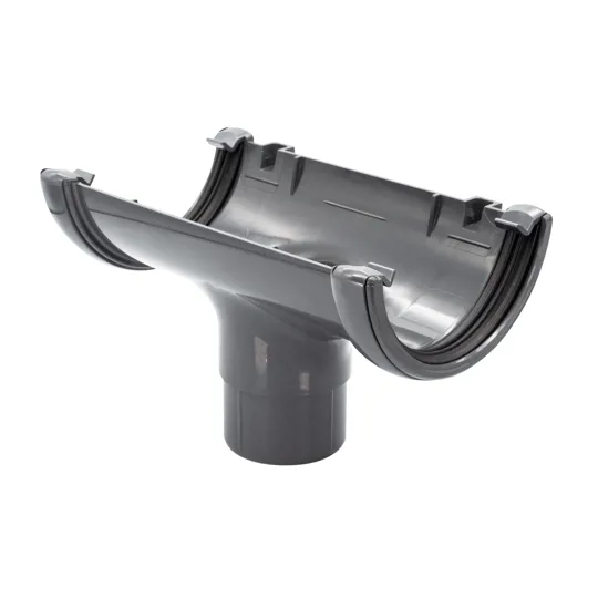 Floplast RO1AG 112mm Anthracite Grey Half Round Gutter Running Outlet