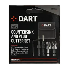 Dart DTPCSS4 Tapered Plug Cutter & Countersink Set, 4 Piece