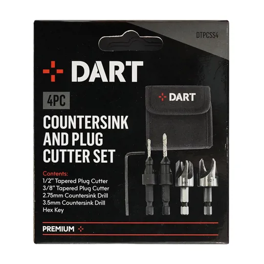 Dart DTPCSS4 Tapered Plug Cutter & Countersink Set  4Piece