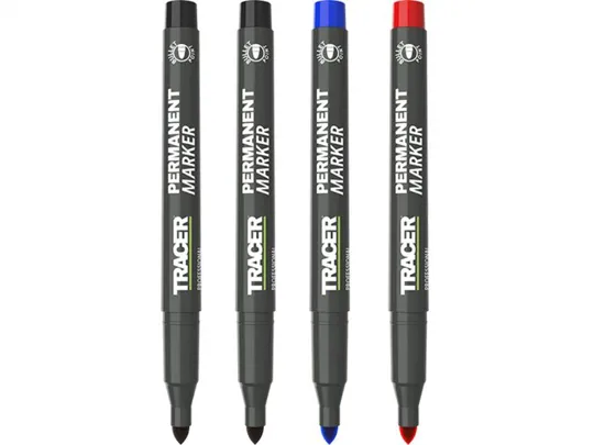 Tracer APMK1 Fine Bullet Point Markers 4 x Pack (2 x Black,1xBlue, 1 x Red)