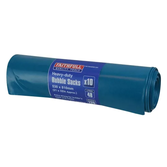 Faithfull FAIBAGRS10H Blue Heavy-Duty Rubble Sacks (Roll 10)