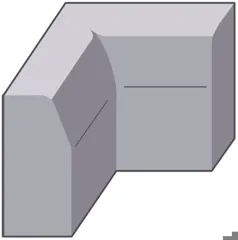 Half Battered Internal Angle Kerb, 125 x 255 x 305mm