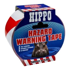 Hippo H18405 Hazard Tape Red/White, 50mm / 2 x 33m