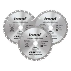Trend CSB/165/3PK/C Triple Pack Craft Saw Blades, 165 x 20mm (2 x 24T & 1 x 40T)