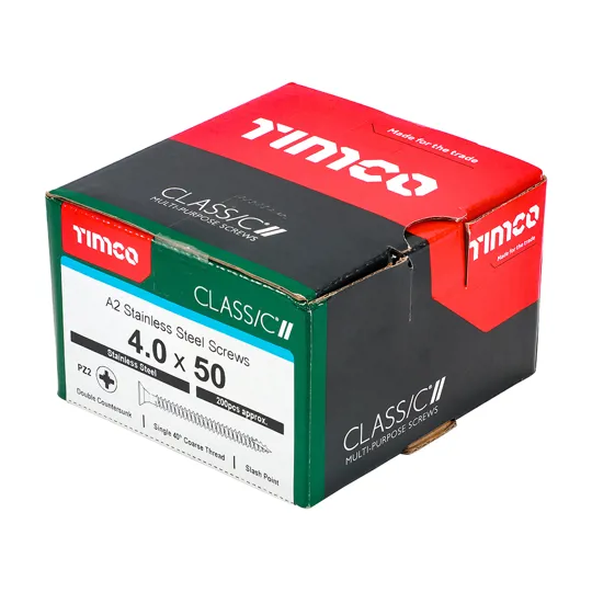 TIMco Classic Stainless Steel Screws 4.0 x 50mm Box of 200