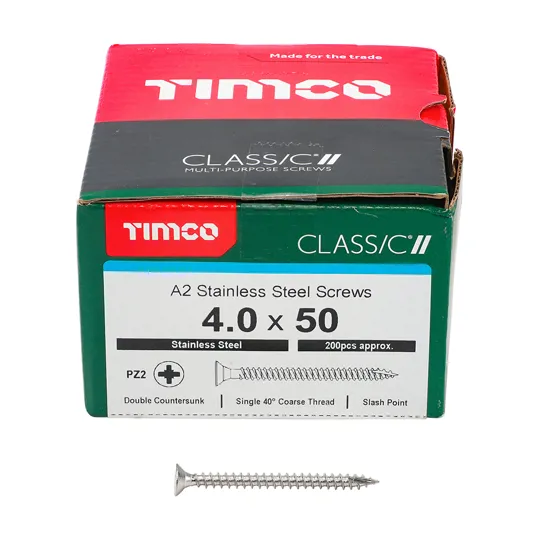 TIMco Classic Stainless Steel Screws 4.0 x 50mm Box of 200