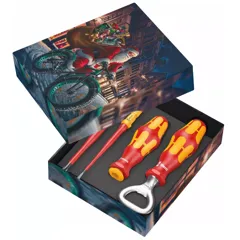 Wera Kraftform Kompakt VDE Screwdriver Christmas Set, 4 Piece with Bottle Opener