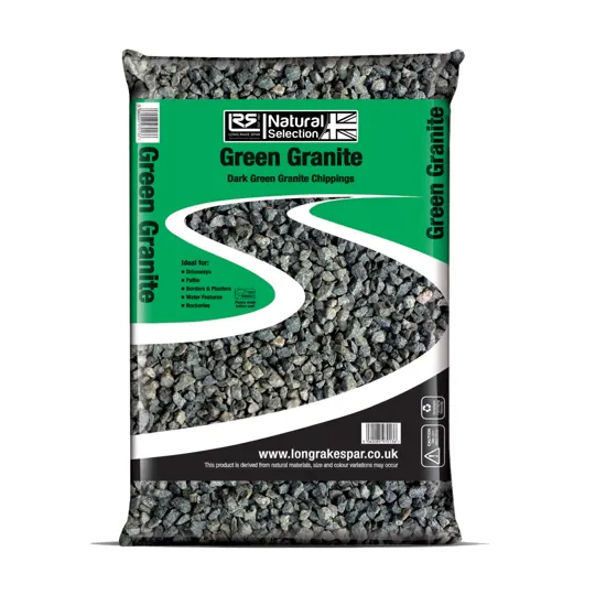 Long Rake  Green Granite Chippings 14mm (20kg)