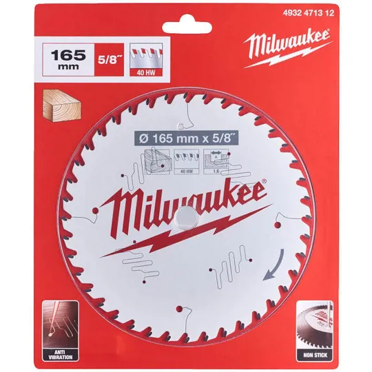 Milwaukee 4932471312 Circular Saw Blade 165mm x 15.87 x 40t 