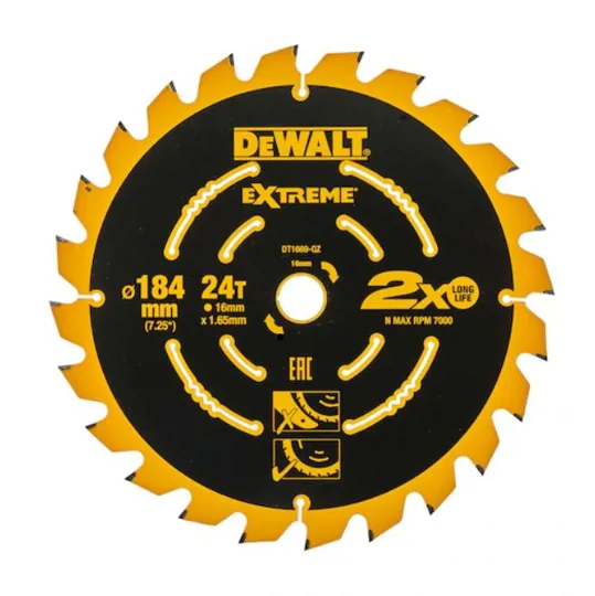DeWalt DT1669-QZ Circular Saw Blade 184 x 16mm x 24T