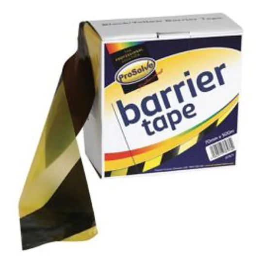 Prosolve Barrier Tape Black/Yellow 70mm x 500m