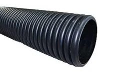 Polypipe RB225X6PE 225mm x 6m Ridgiduct Twin Wall Ducting Plain Ended, Black