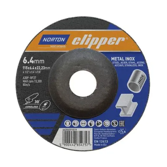 Norton 66253371519  Depressed Centre Metal Grinding Disc 115x6.0mm 