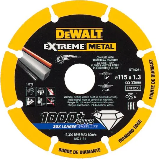 DeWalt DT40251 Extreme Metal Cutting Blade 115mm x 22.23mm x 1.3mm