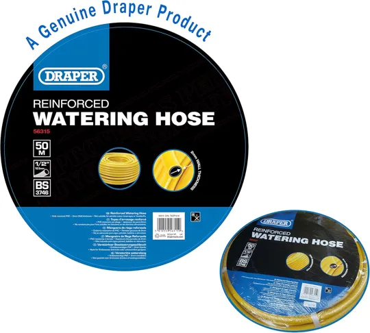Draper 56315 Reinforced Watering Hose, 12mm Bore, 50m