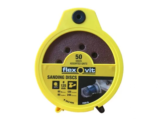 Flexovit 78072747046 125mm Velcrose Sanding Discs Dispenser Of 50