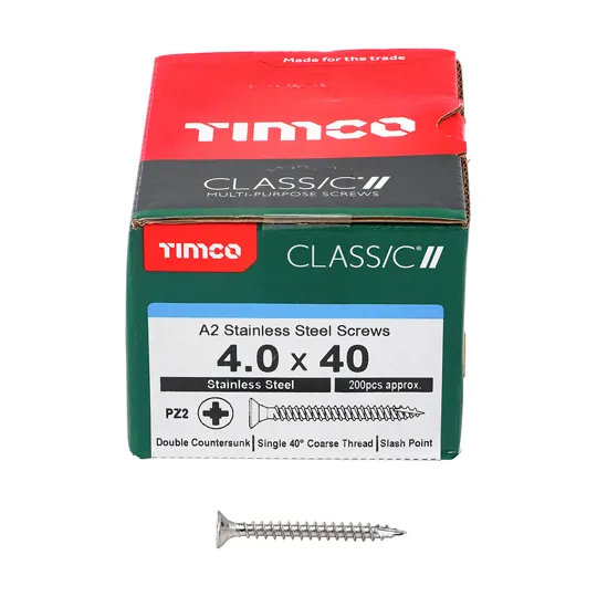 TIMco Classic Stainless Steel Screws 4.0 x 40mm Box of 200