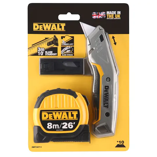 Dewalt DWHT10480-0 8m Tape, Knife And Blades Triple Pack