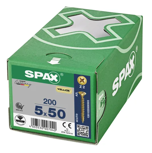 Spax Yellox Screw Full Thread 5.0 x 50mm Box of 200