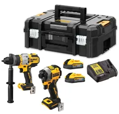 DeWalt DCK2052H2T-GB 18V XR Brushless Compact Combi Drill & Impact Driver Set, 2 x 5.0Ah Batteries, Charger & Case