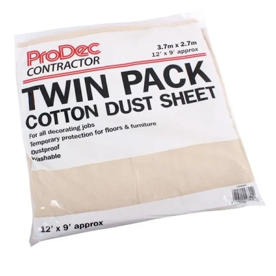 ProDec Contractor Cotton Dust Sheet 12' x 9' (Twin Pack)