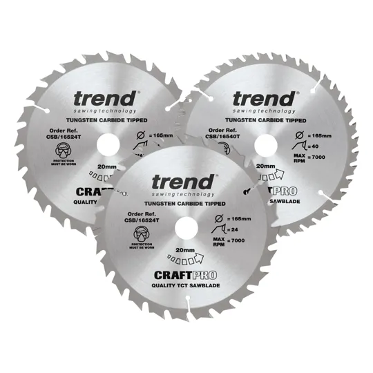 Trend CSB/165/3PK/C 165mm 2/24t & 1/40t Blade 3pk