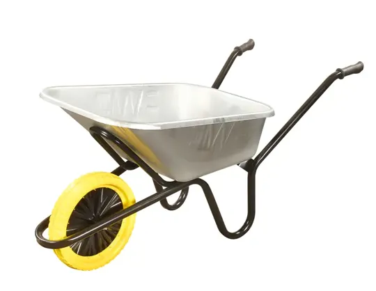 The Invincible 120ltr Heavy Duty Galv Wheelbarrow Puncture Proof