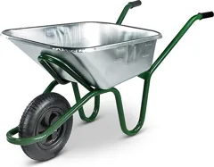 Walsall Invincible Galvanised Heavy-Duty Wheelbarrow, 120L Puncture Proof