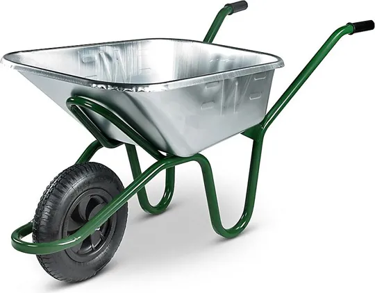 The Invincible 120ltr Heavy Duty Galv Wheelbarrow Puncture Proof