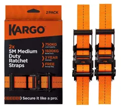 Kargo RS/MD/1254/2PK Medium Duty Ratchet Straps, 4m x 25mm / 1,500kg 2pk