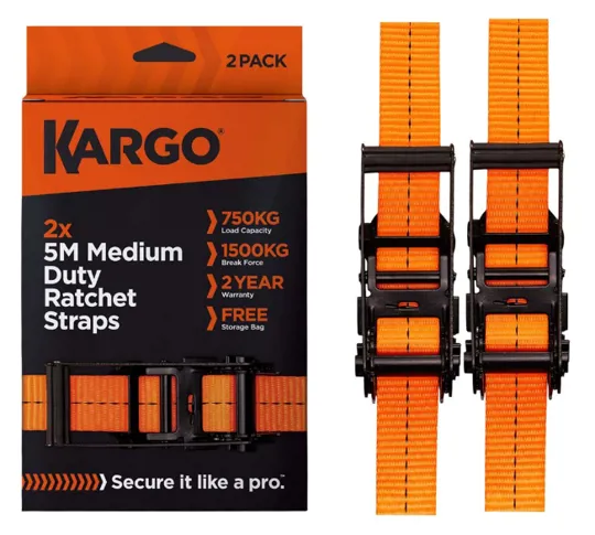 Kargo Medium Duty Straps 5m x 35mm, 1500kg, pack of 2